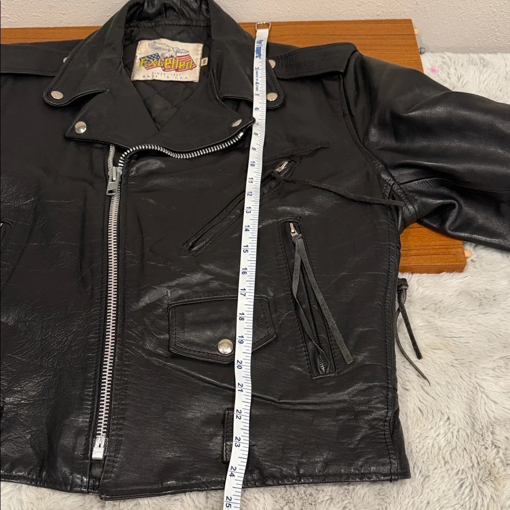 Vintage Excelled Leather Motorcycle Jacket Sz 44 80s 90s Biker Moto Heavyweight